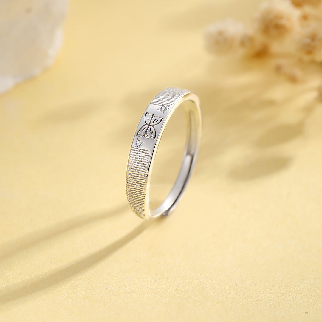 Planderful S925 Sterling Adjustable Butterfly Ring For Women