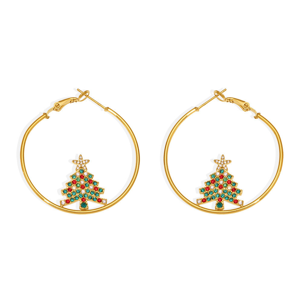 Planderful Christmas Tree Zircon Earrings For Women