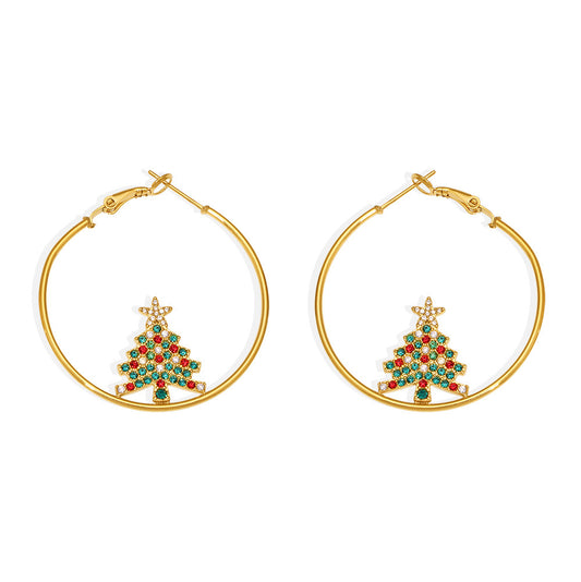 Planderful Christmas Tree Zircon Earrings For Women