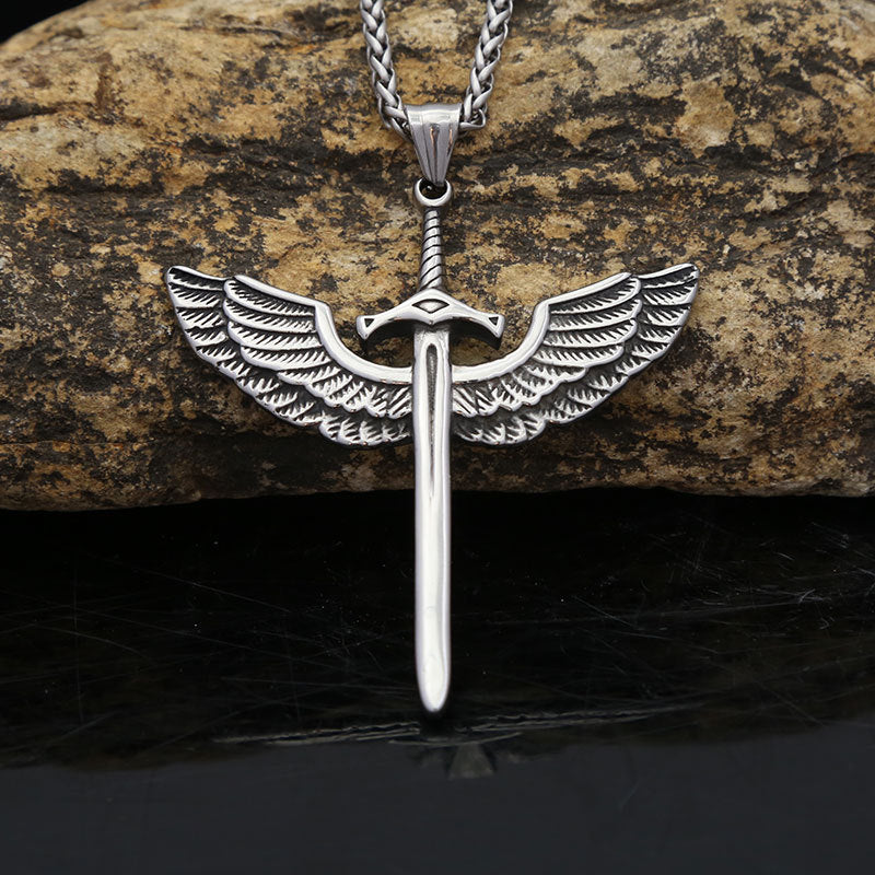 Cross-Border Amazon Jewelry Titanium Steel Eagle Feather Necklace