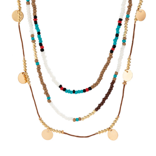 Retro Style Tassel Butterfly Necklace for Women with Rice Beads in European-American Resort Fashion