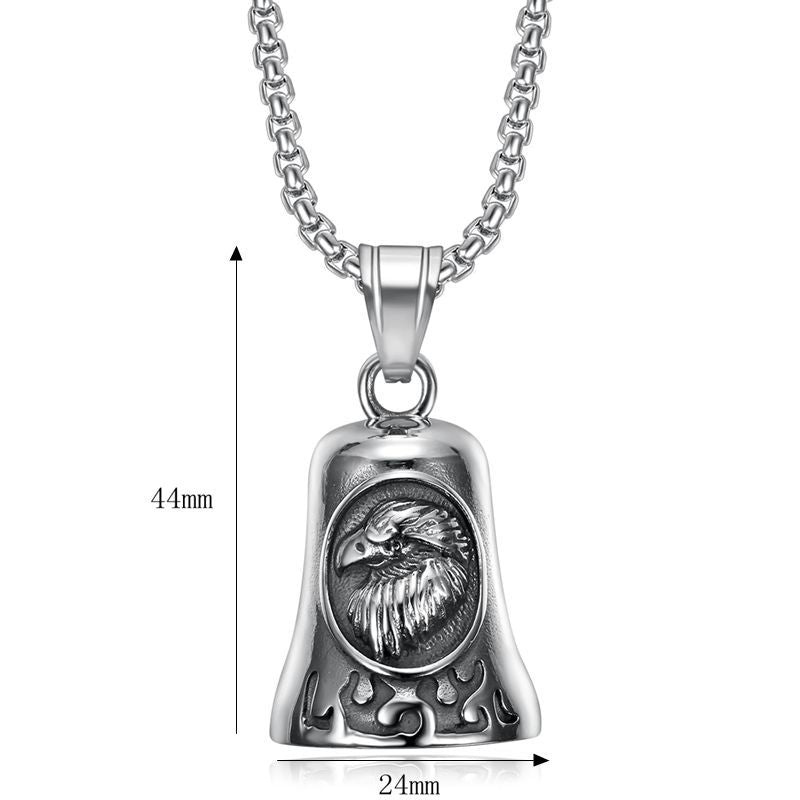 Stainless Steel Necklace - Elegant Retro Eagle Bell Pendant By Planderful For Everyday Wear