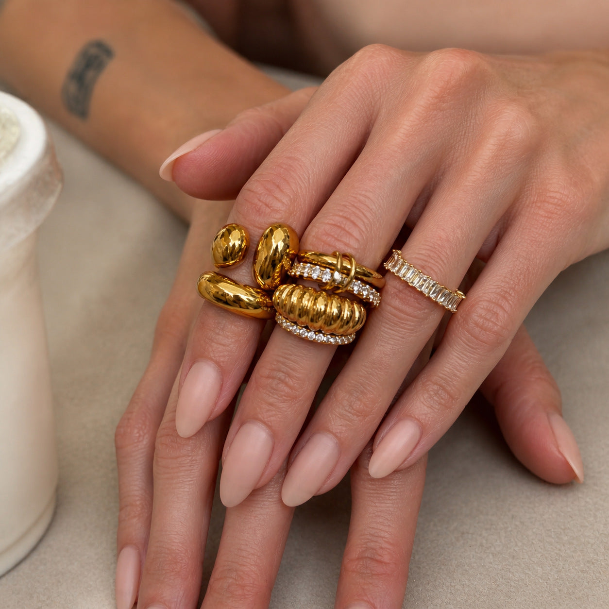 Stainless Steel Zircon Open Ring By Planderful Vienna Verve For Urban Professionals Statement Piece