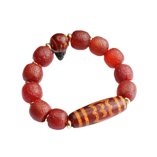 Heavenly Bead Red Agate Bracelet with Sterling Silver