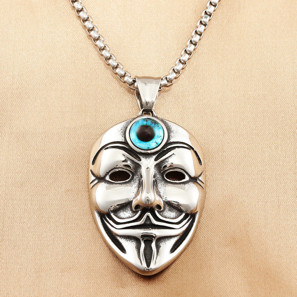 European And American Stainless Steel Mask Eye Pendant