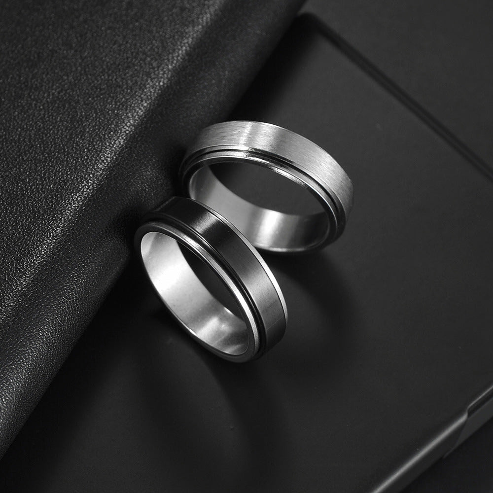 Rotating Decompression Stainless Steel Sand Ring - Men's Fashion Jewelry