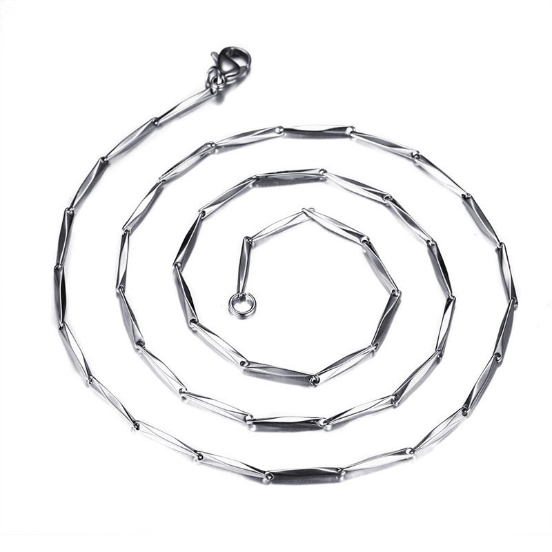 Titanium Steel Necklace Rhombus Chain Men's Jewelry