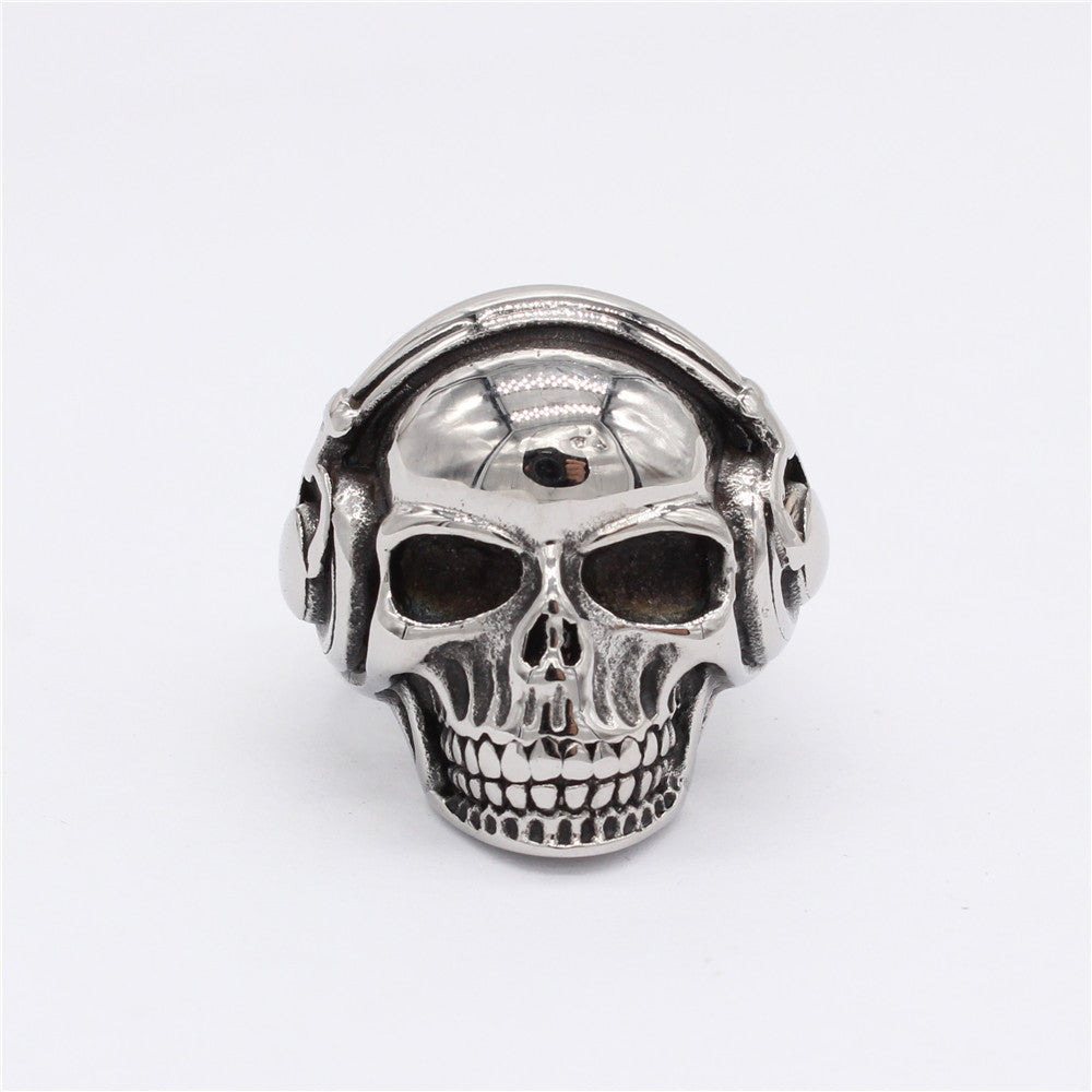 Titanium Steel Headphone Skull Ring