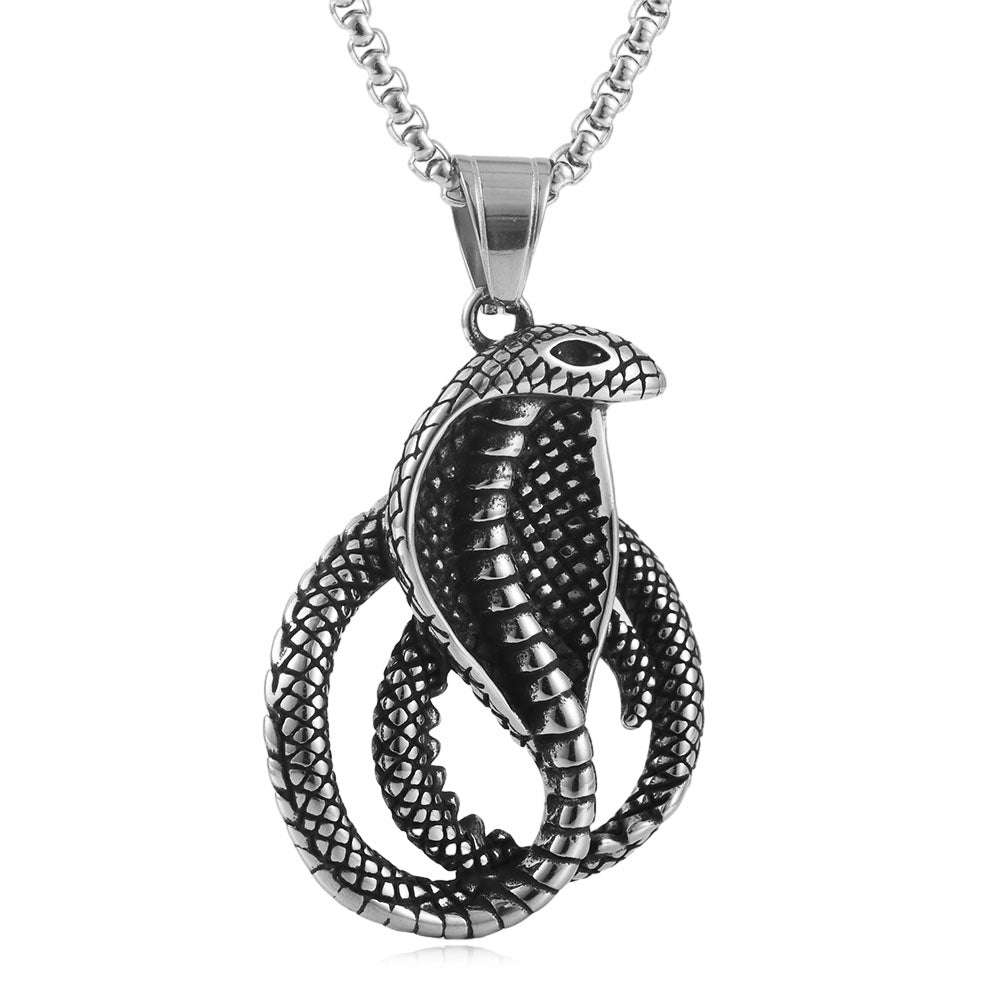 European And American Stainless Steel Cobra Pendant For Men
