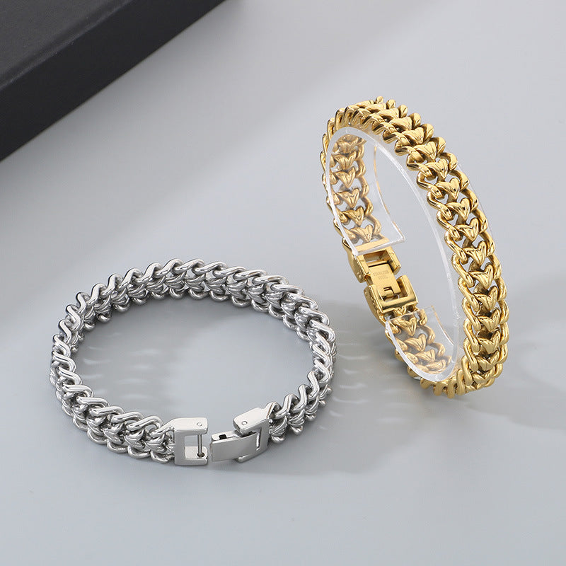 Planderful Men Bracelet Gold Plated Interwoven Love Chain