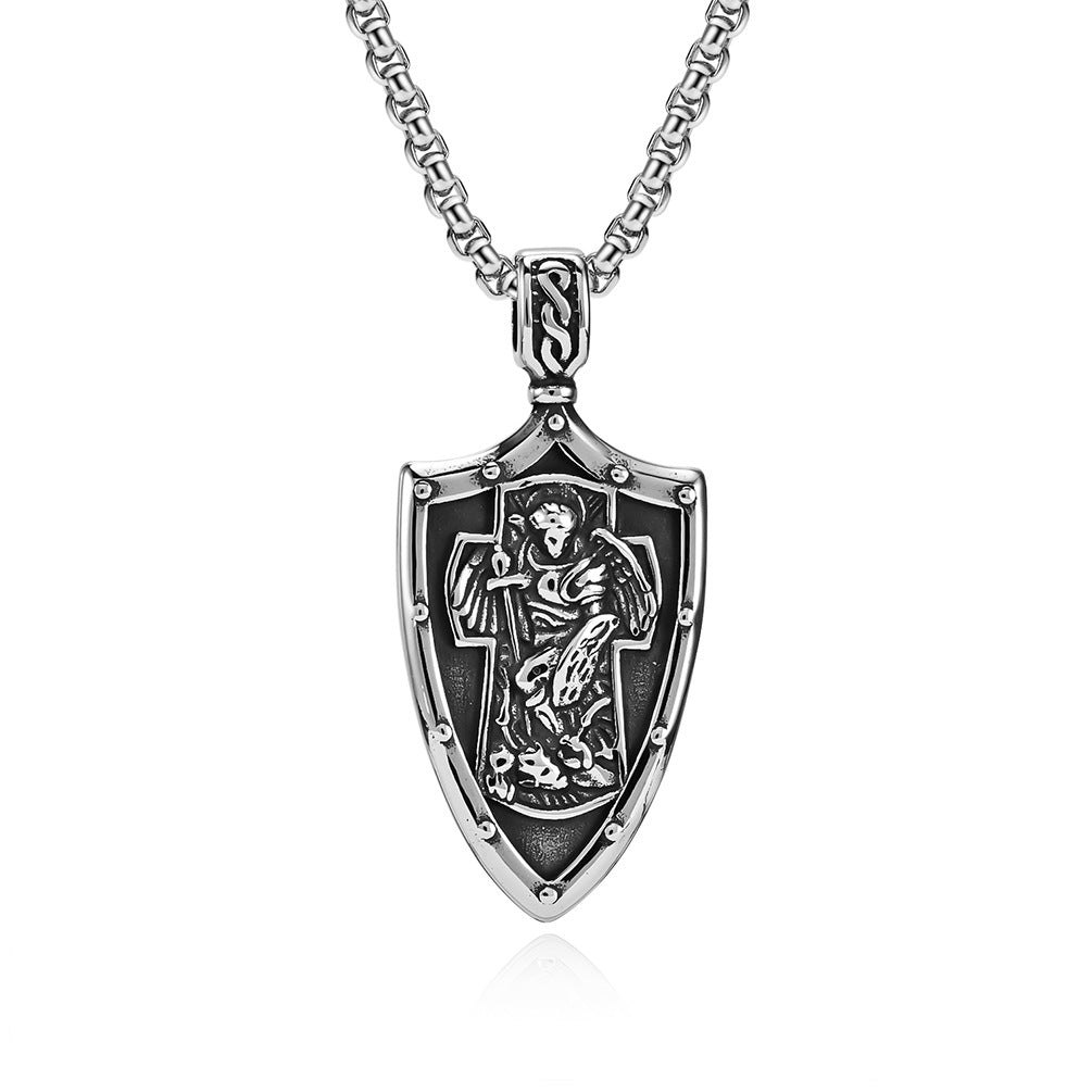 Vintage European Archangel Saint Michael Titanium Steel Necklace