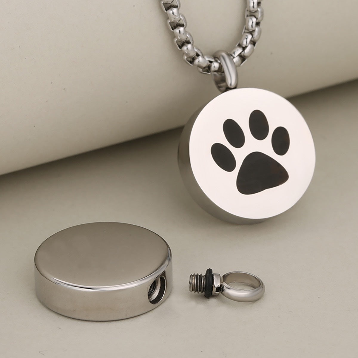 1. Planderful Pet Hair Urn Necklace Paw Prints Openable Stainless Steel Commemorative Pendant for Women