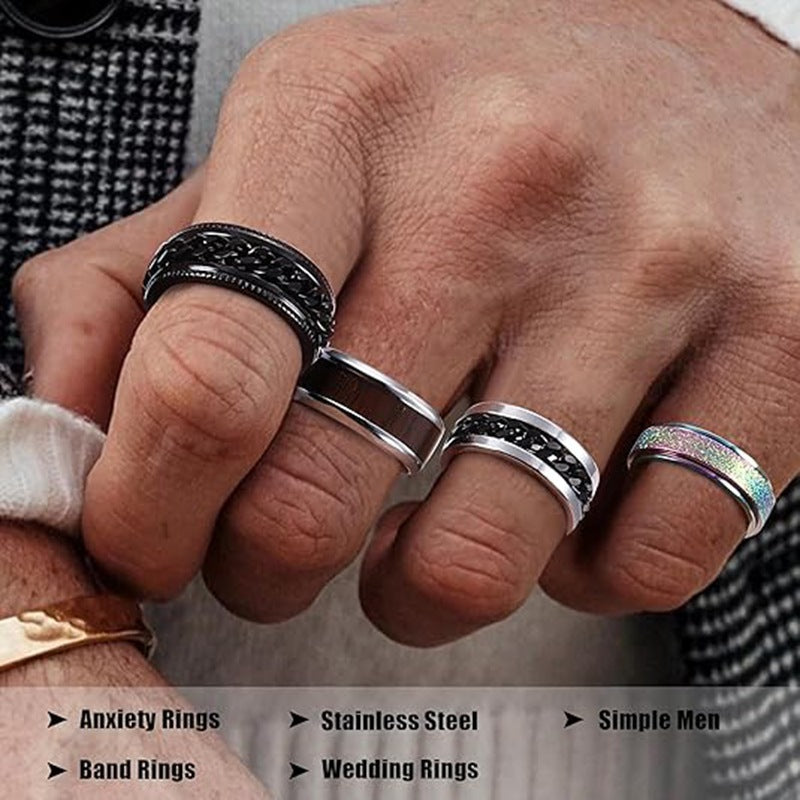 Plandersful Titanium Steel Ring Rotating Decompression Band For Unisex Wearers Everyday Genie Collection
