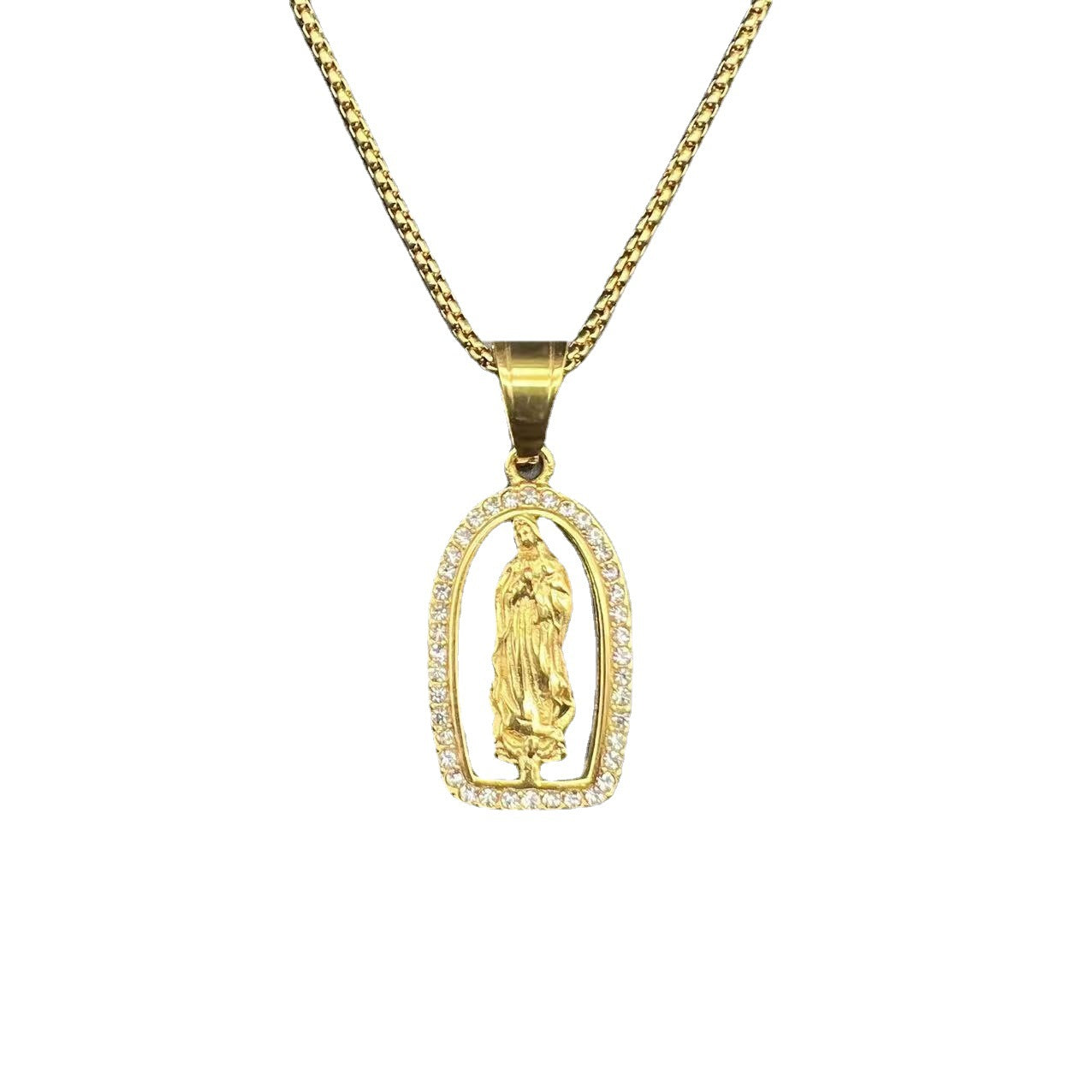 Stainless Steel Necklace – Elegant Virgin Mary Pendant