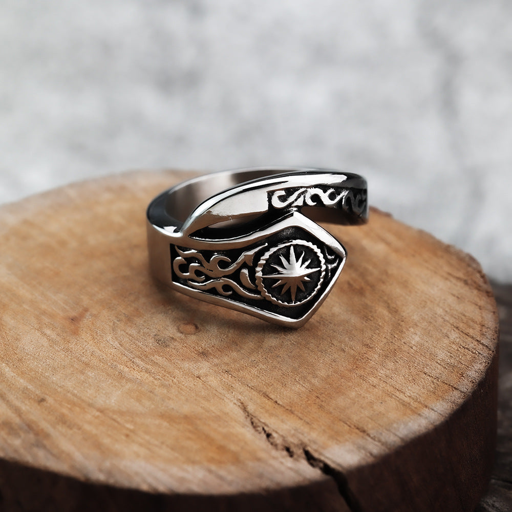European and American Fashion Hexagram Viking Ring for Men