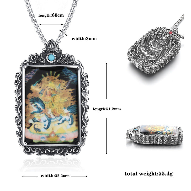Steel Necklace - Elegant Thangka Dorje Pendant