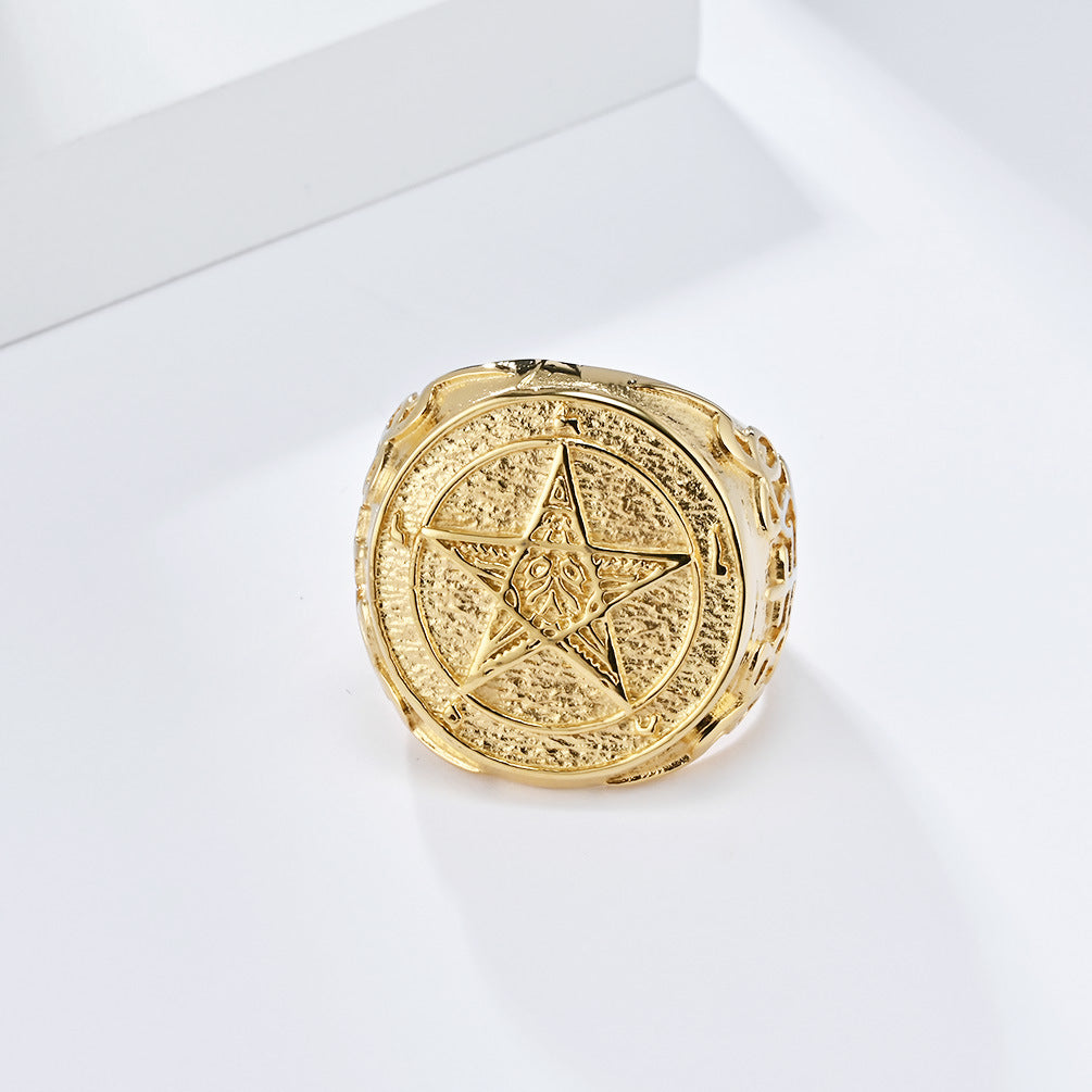 Steel Ring – Vintage Men's Pentagram