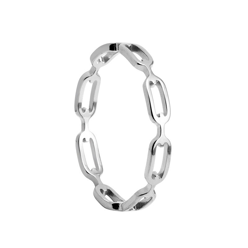 European American Titanium Steel Hollow Chain Ring Set - Fashionable Couple Rings