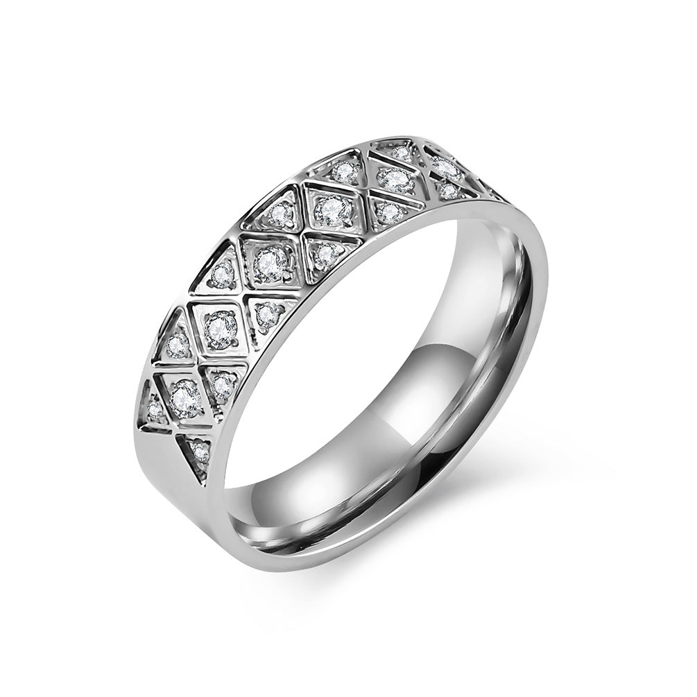 Cross-Border European and American Titanium Steel Zircon Ring