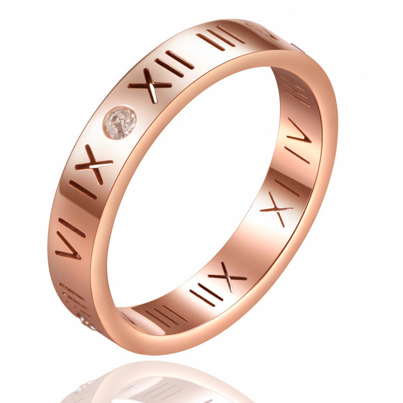 Planderful Zircon Ring Stainless Steel Hollow Unisex Couples Trendy Personality Jewelry