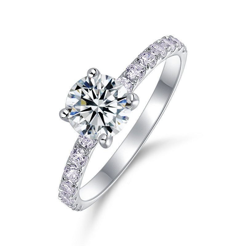 Planderful Four-Prong Moissanite Sterling Silver Ring – 6.5 × 6.5 mm, 1 ct – Style 1