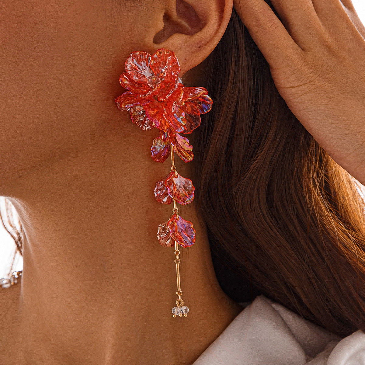 Planderful Vienna Verve 3D Floral Tassel Earrings For Women Colorful Scallop Design