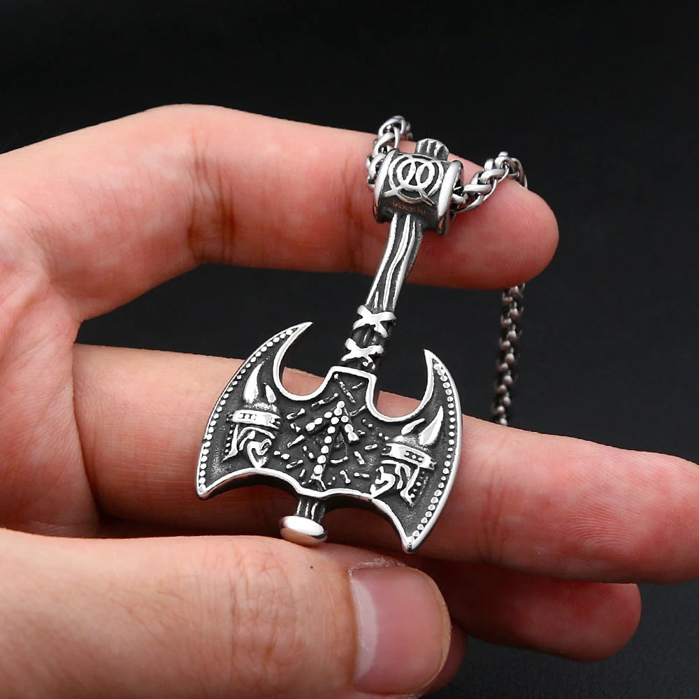 Viking Double Stainless Steel Men's Pendant Necklace