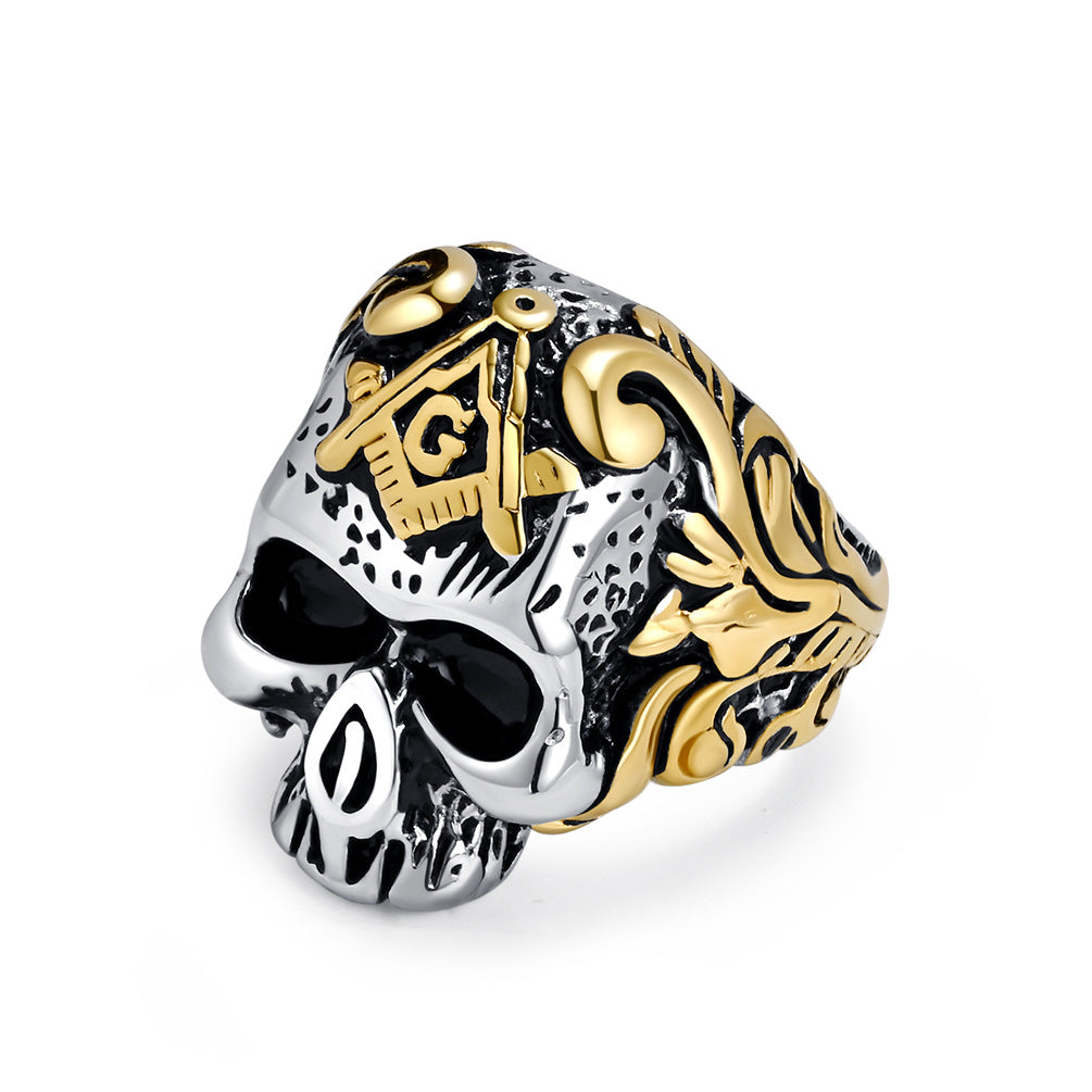 Skull Freemasonry Stainless Steel Ring Men's Fraternity