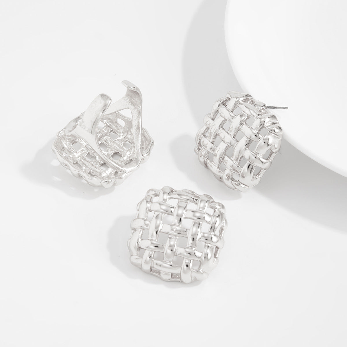 Planderful Vienna Verve Woven Metal Earrings And Ring Set For Women Bold Statement Jewelry