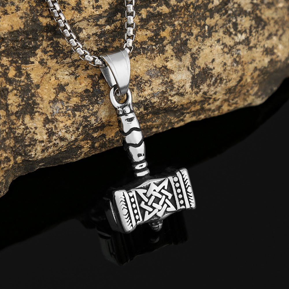 Viking Raytheon Hammer Pendant Necklace for Stylish Men