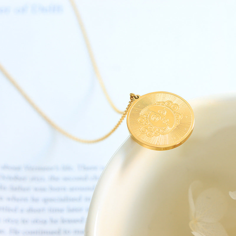 Celestial Charm 18k Gold Plated Necklace - Stainless Steel Sun Moon Pendant