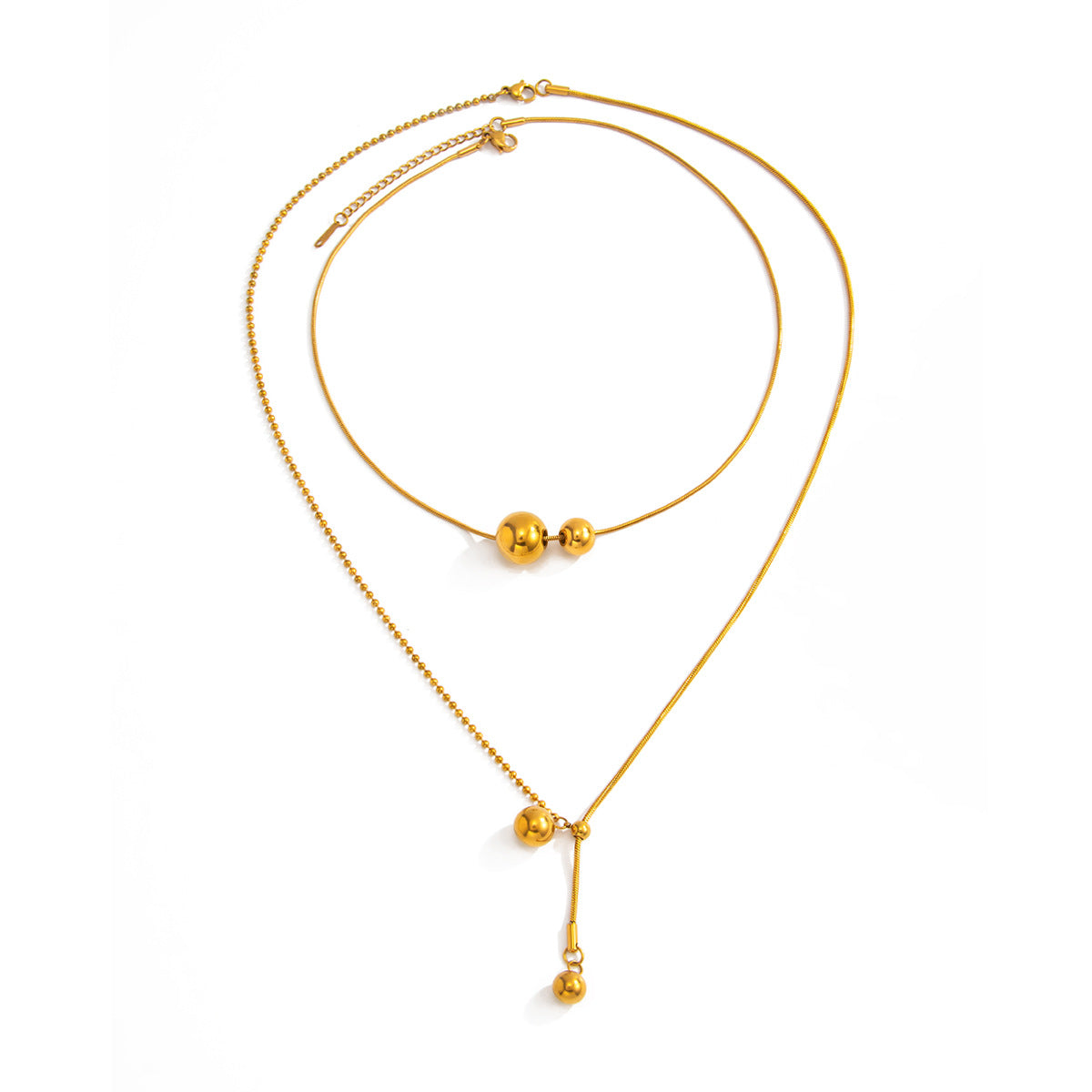 Adjustable Round Bead Snake Chain Necklace