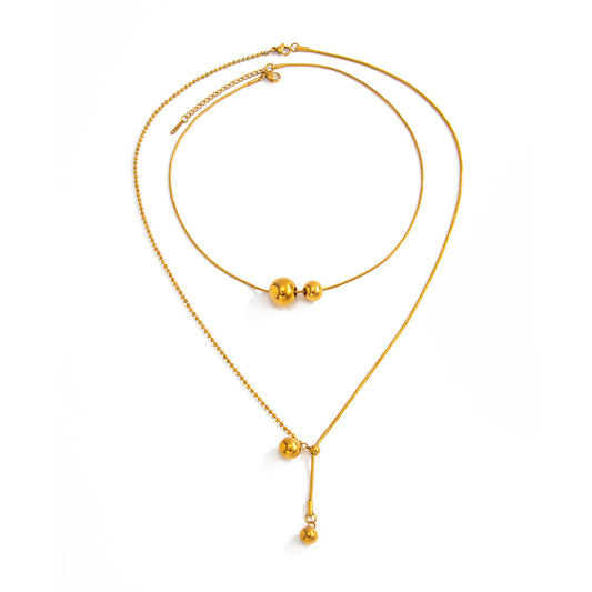 Adjustable Round Bead Snake Chain Necklace