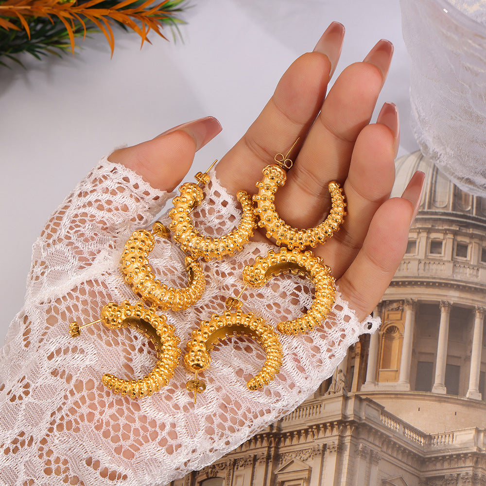 Gilded Geometric Niche Earrings with Personalized Bead Detail