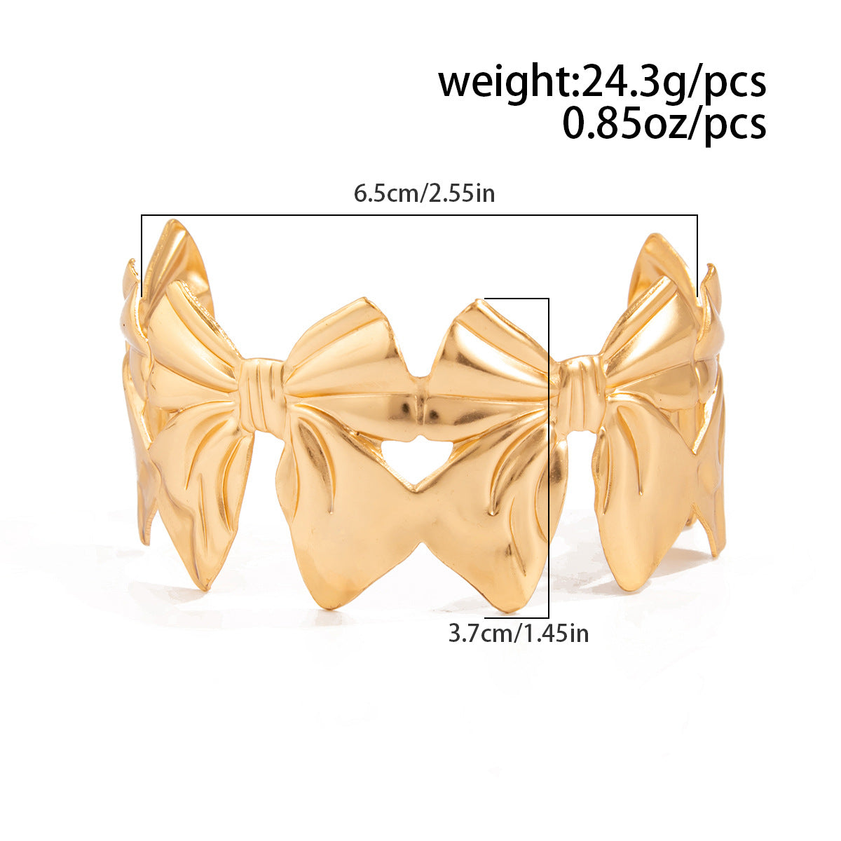 Planderful Vienna Verve Adjustable Splicing Bow Open Arm Bracelet For Women Elegant Versatile Statement Jewelry