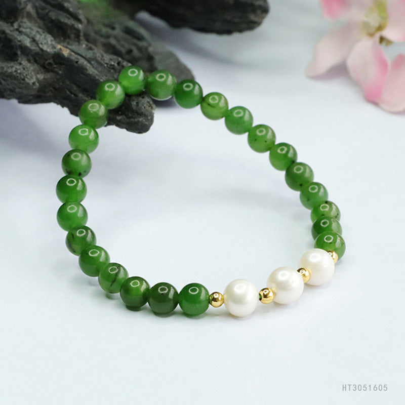 Hetian Jasper & Pearl Bracelet