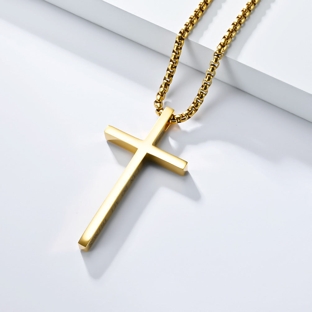 Steel Necklace - Minimalist Unisex Cross Pendant