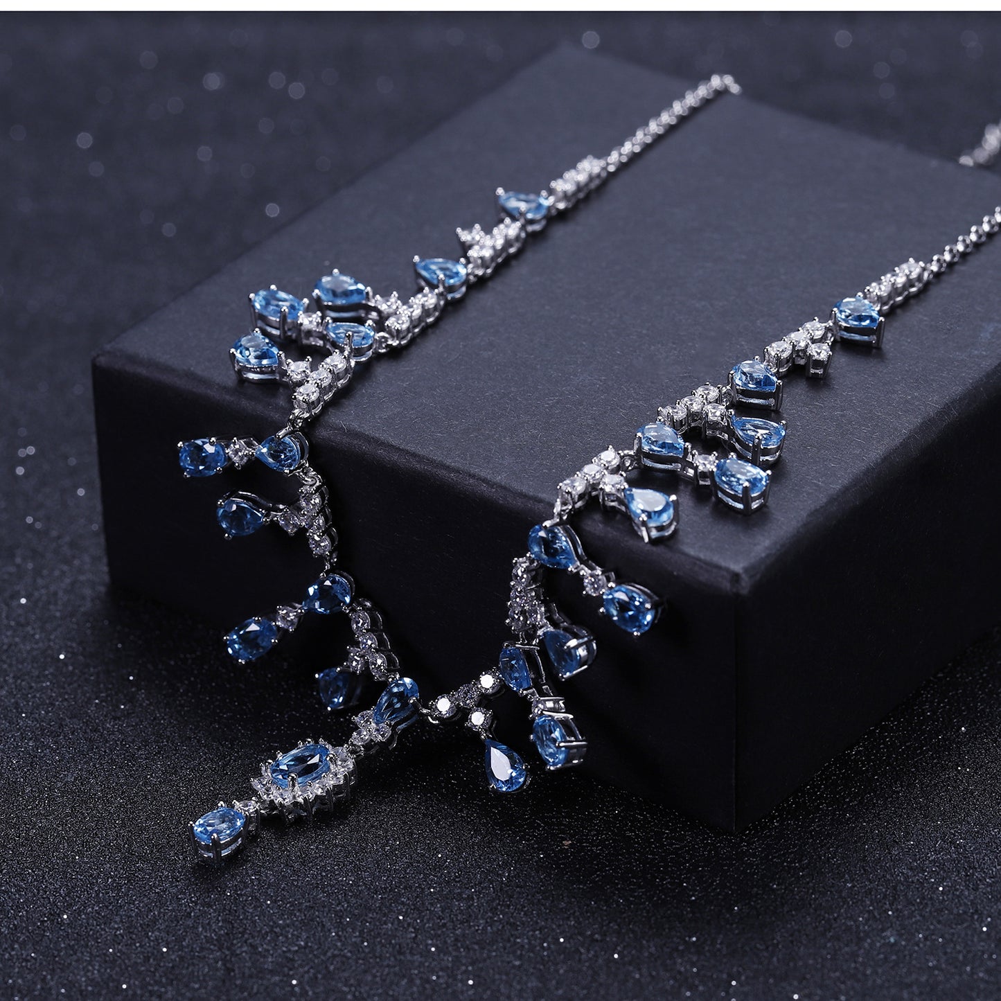 Banquet Jewelry Natural Gemstones Short Tassels Silver Necklace