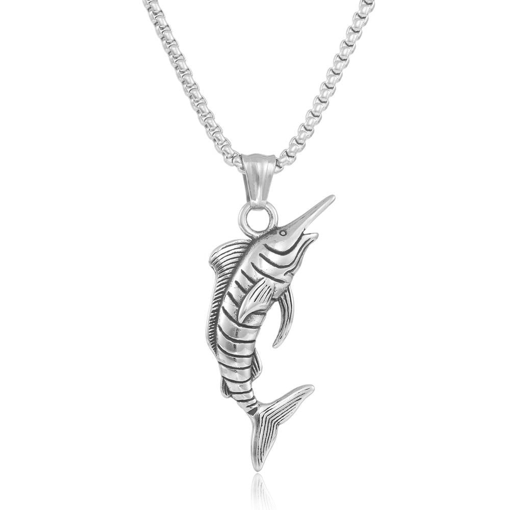 European And American Stainless Steel Sailfish Pendant Necklace