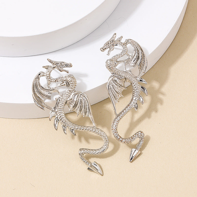 Retro Metal Dragon Earrings - Exquisite Cross-Border Design and Luxury Aesthetics