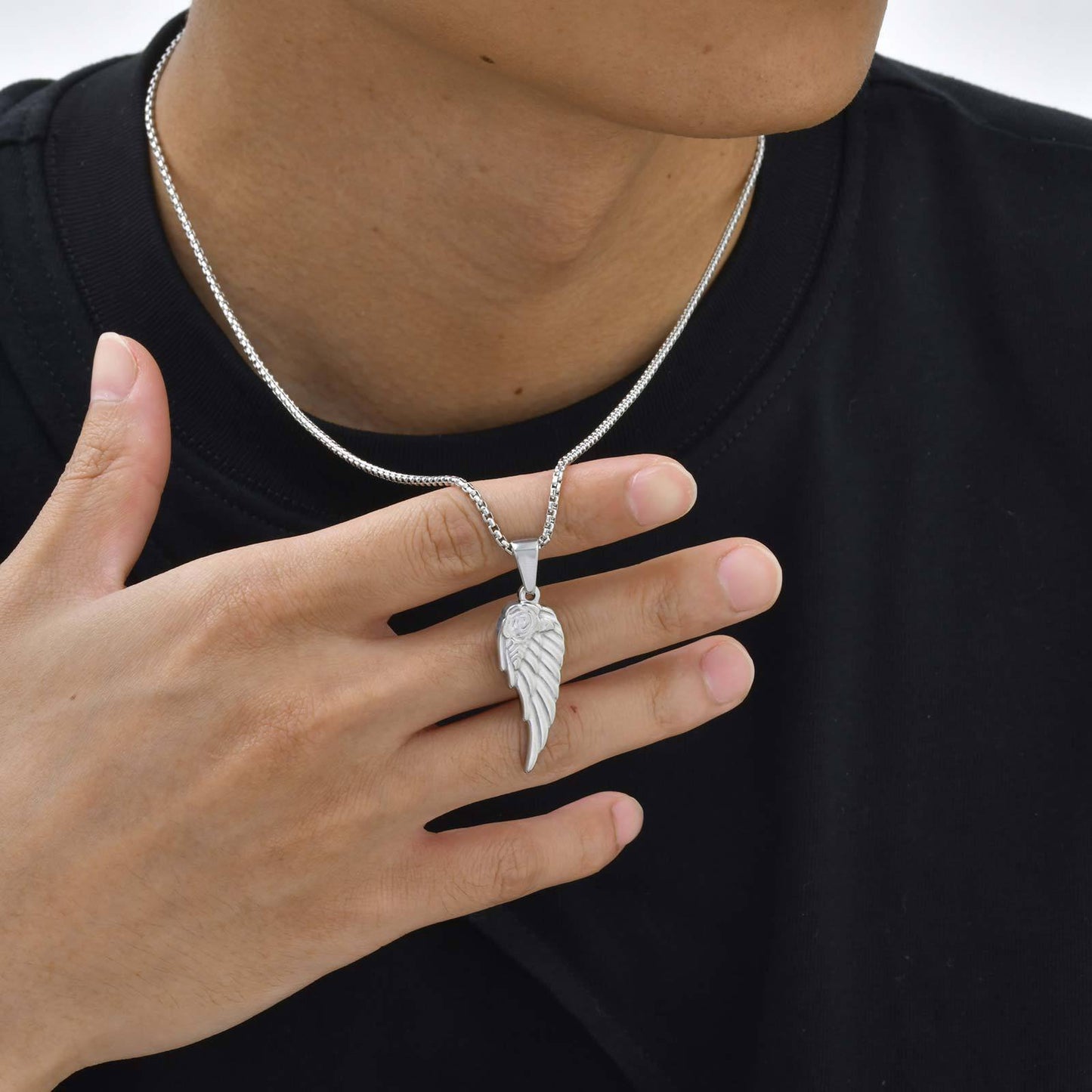 Planderful Mens Personalized Rose Wing Pendant Necklace