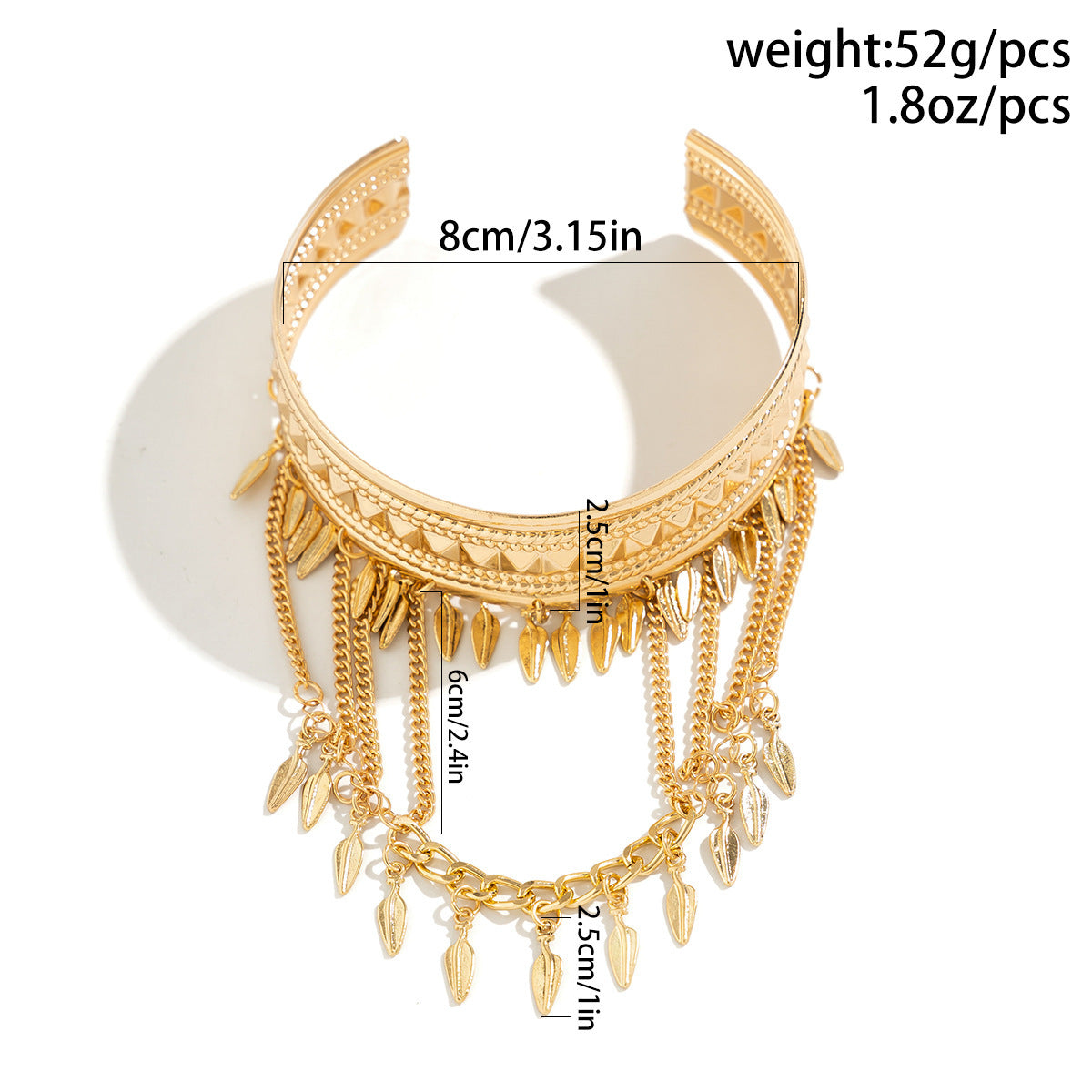 Denim Style Metal Co Fringed Arm Chain Ethnic Leaves Retro Arm Bracelet