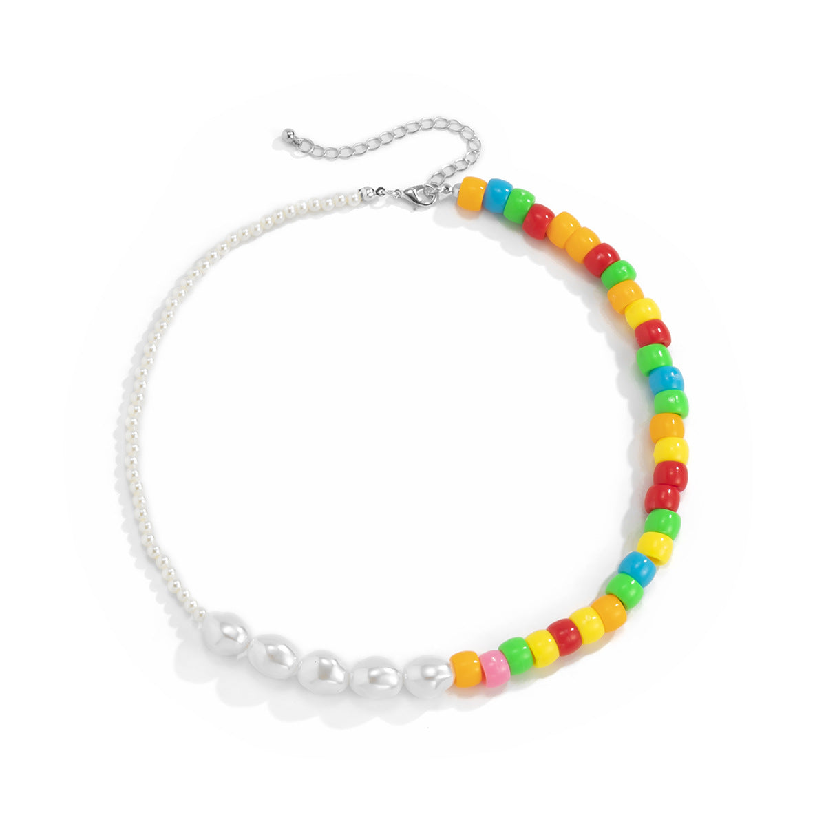 Imitation Pearl Collarbone Necklace By Planderful Color Beaded Asymmetrical Pastoral Design Statement For Women