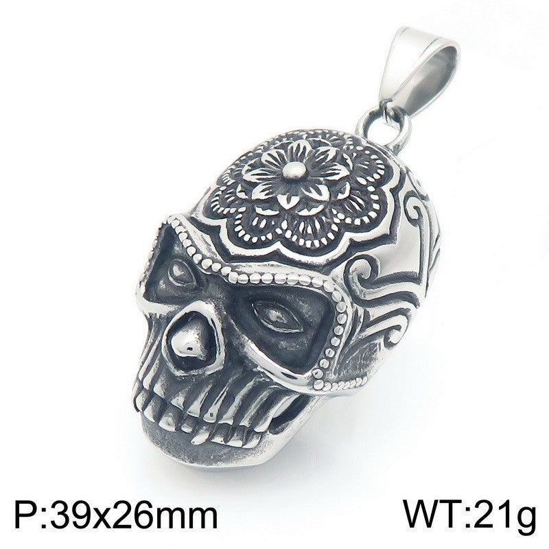 Planderful Day Of Dead Rose Skull Necklace Men Pirate King