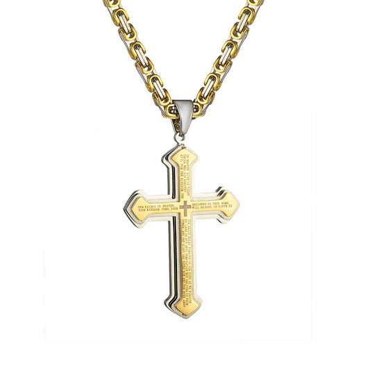 1. Planderful Men's Stainless Steel Cross Necklace Multi Layer Hip Hop Pendant Chain Premium Gift
