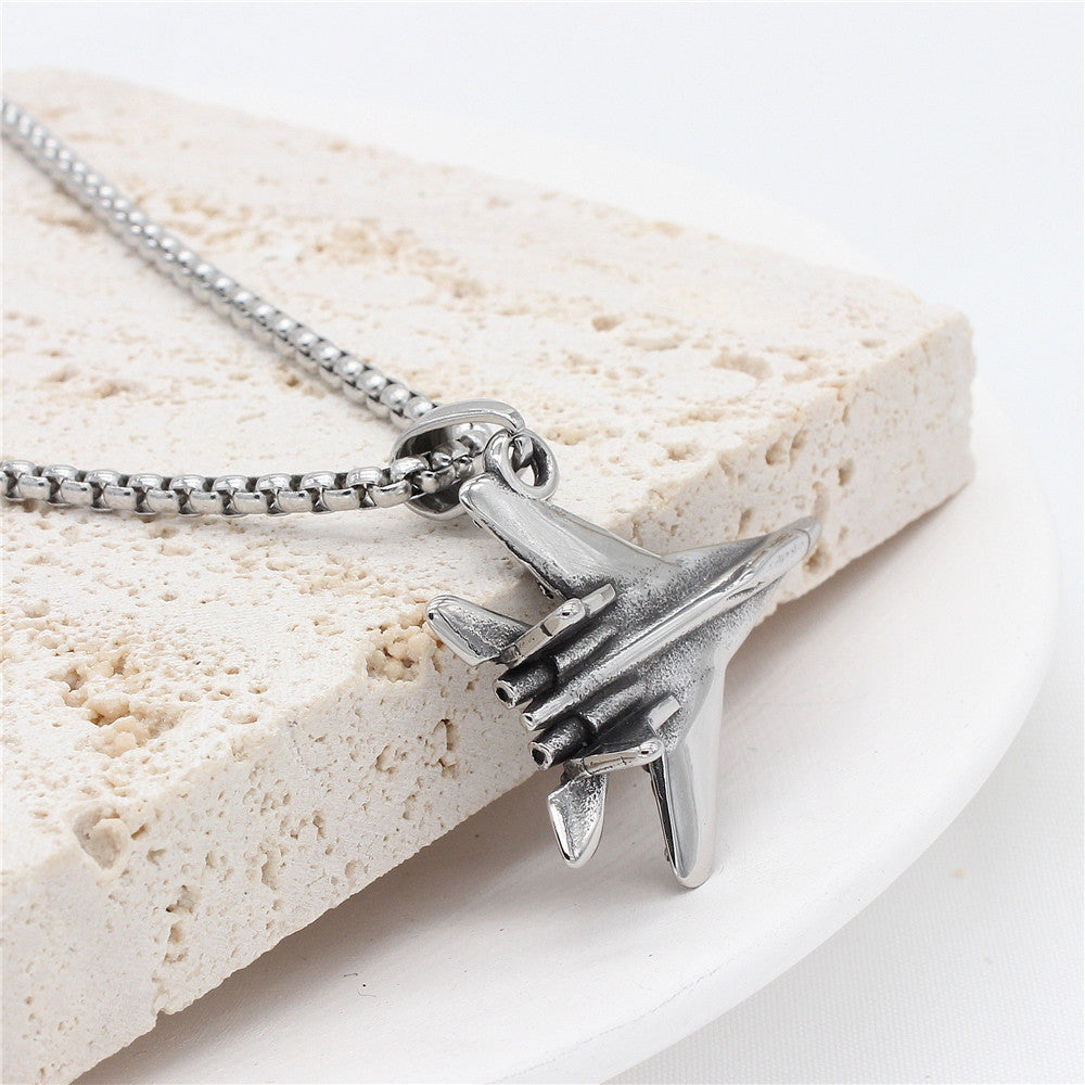Personalized Retro Aircraft Fighter Pendant Titanium Steel For Men And Unisex Gift Planderful Everyday Genie
