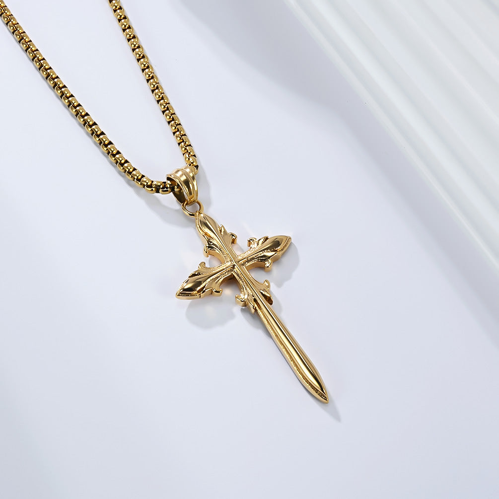 Planderful Gothic Cross Pendant Necklace Titanium Steel Durable Everyday Genie Collection For Streetwear Fans