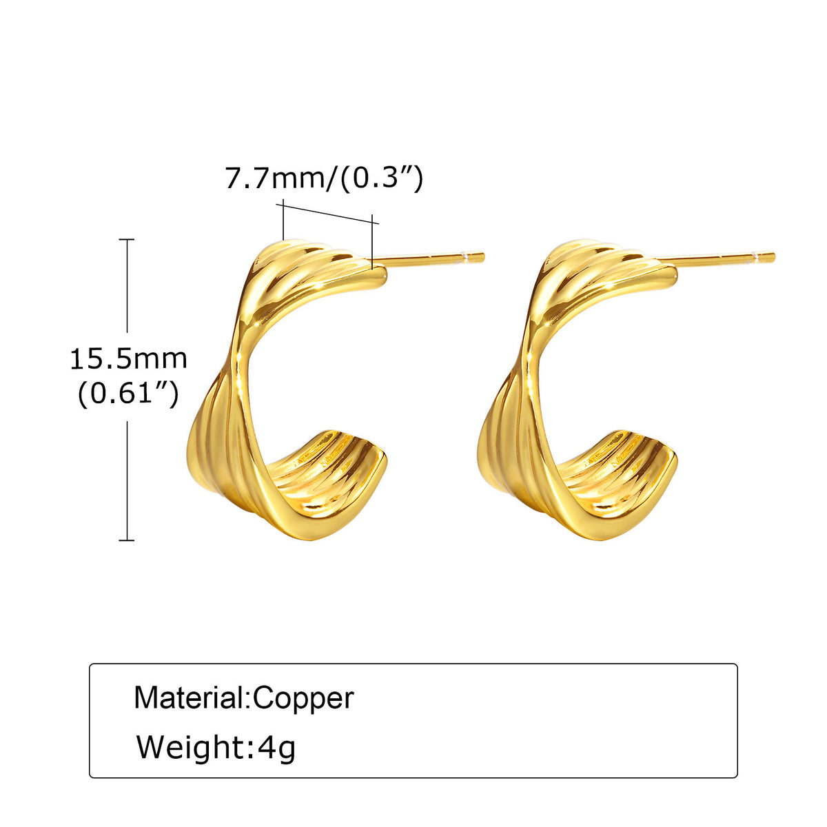 Modern Gold-Tone Stainless Steel Earrings