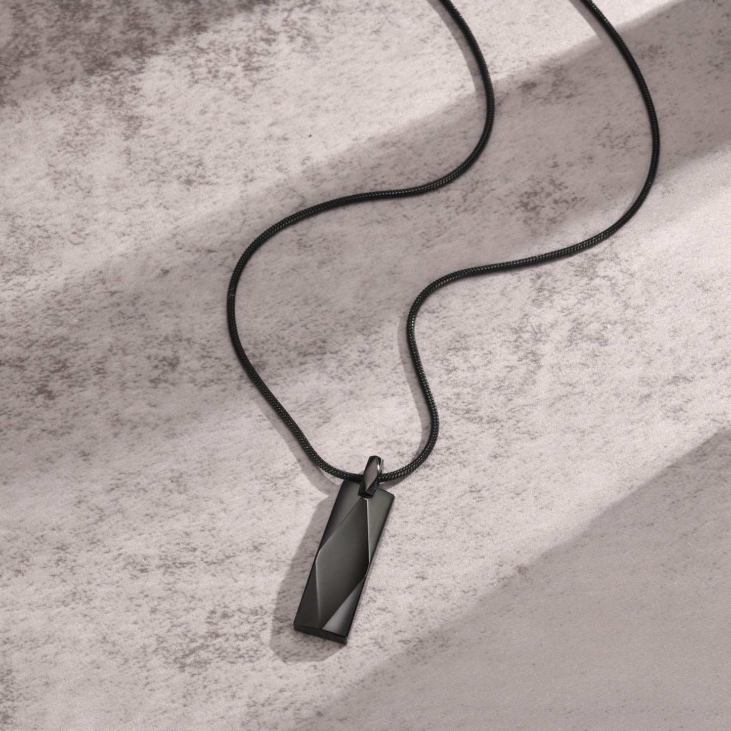 Stainless Steel Rectangular Strip Geometric Necklace for Men