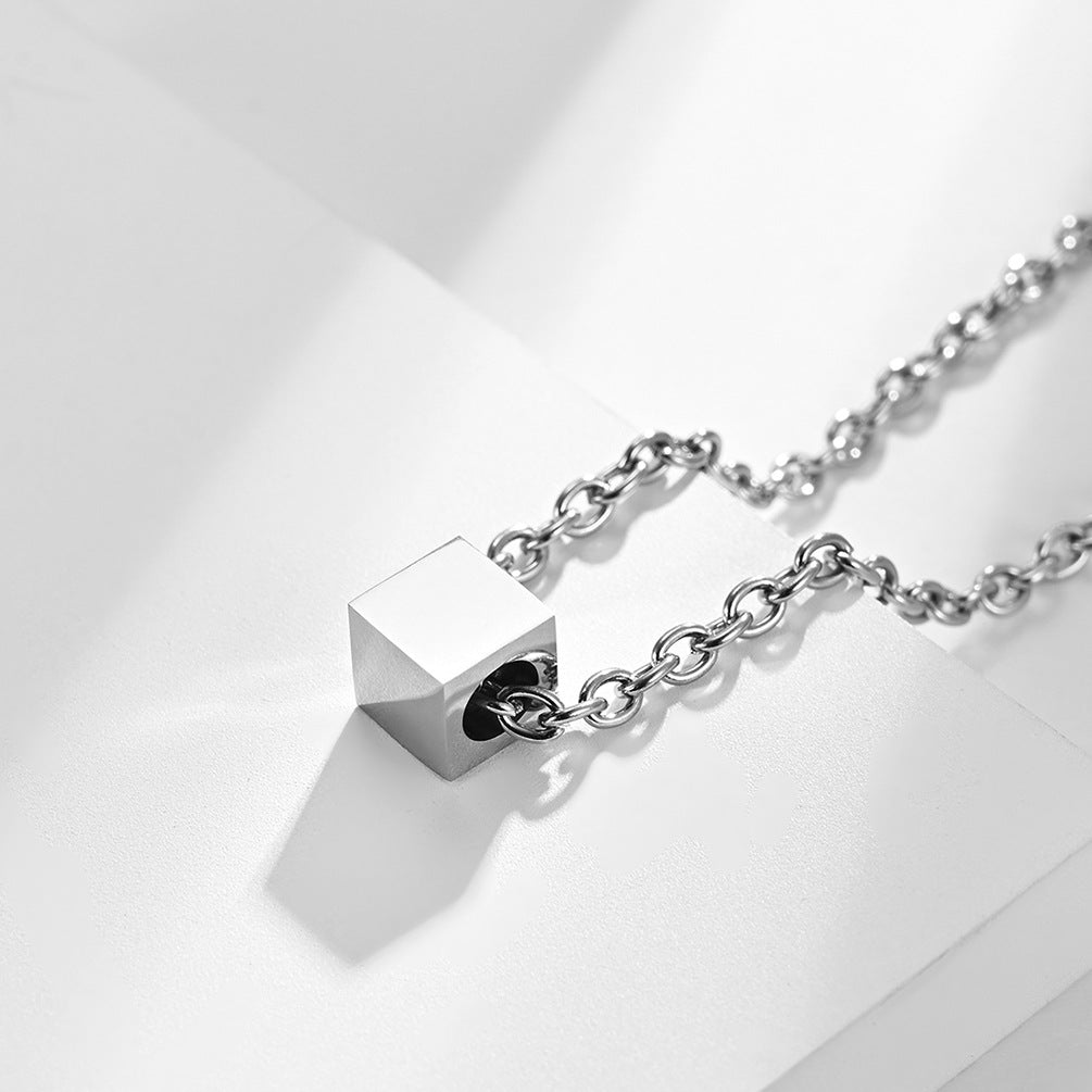 Geometric Square Titanium Necklace Unisex Minimalist Design By Planderful Everyday Genie Collection